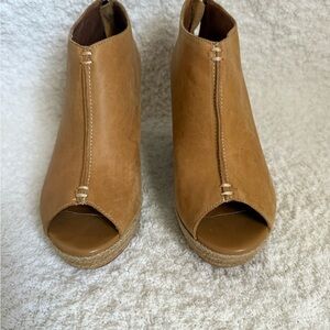 Scala Brown Open-Toe Wedge Shoes